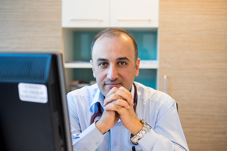 Dr. Firas in his office at Faruq Medical Center, Iraq.