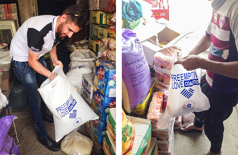 Emergency food relief is delivered in bags clearly marked with our logo, so recipients can trust that the food will be safe.
