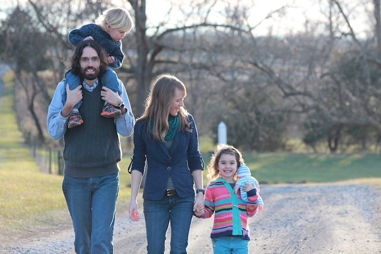 Writer Crissy Williams, her husband Adam and their children, enjoy a back-road walk together.