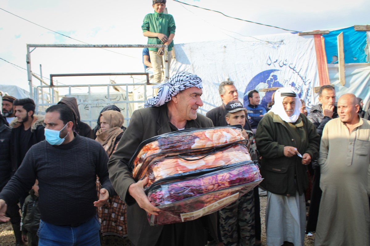 Preemptive Love and local partners providing warm blankets for Syrian refugees living in Lebanon's Beqaa Valley.